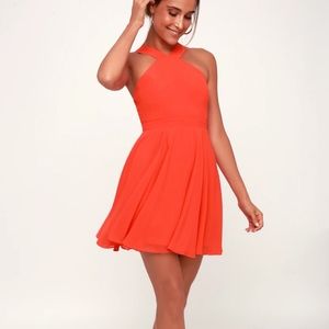 Lulu's forevermore coral red skater dress